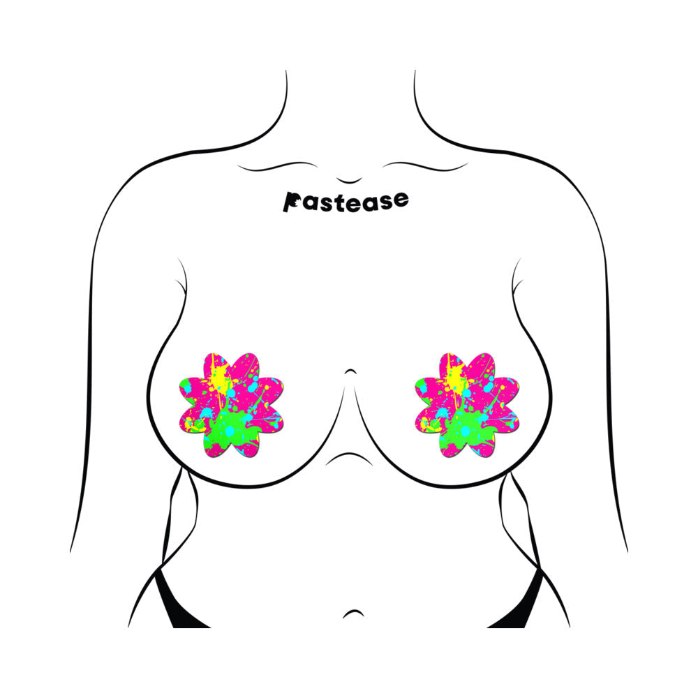 Pastease Neon Pink Graffiti Paint Splatter Petal Breast Pasties