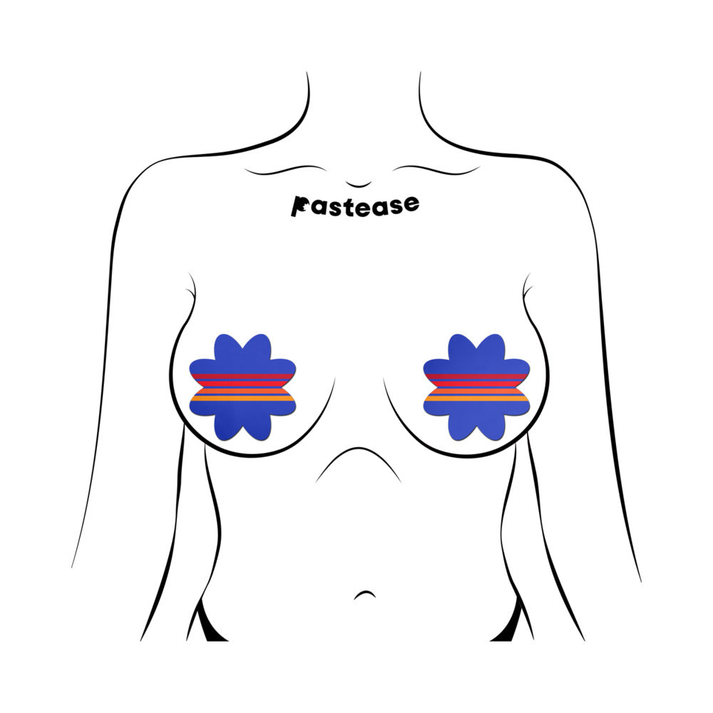 Pastease Vibrant Retro Stripes on Blue Petal Breast Pasties