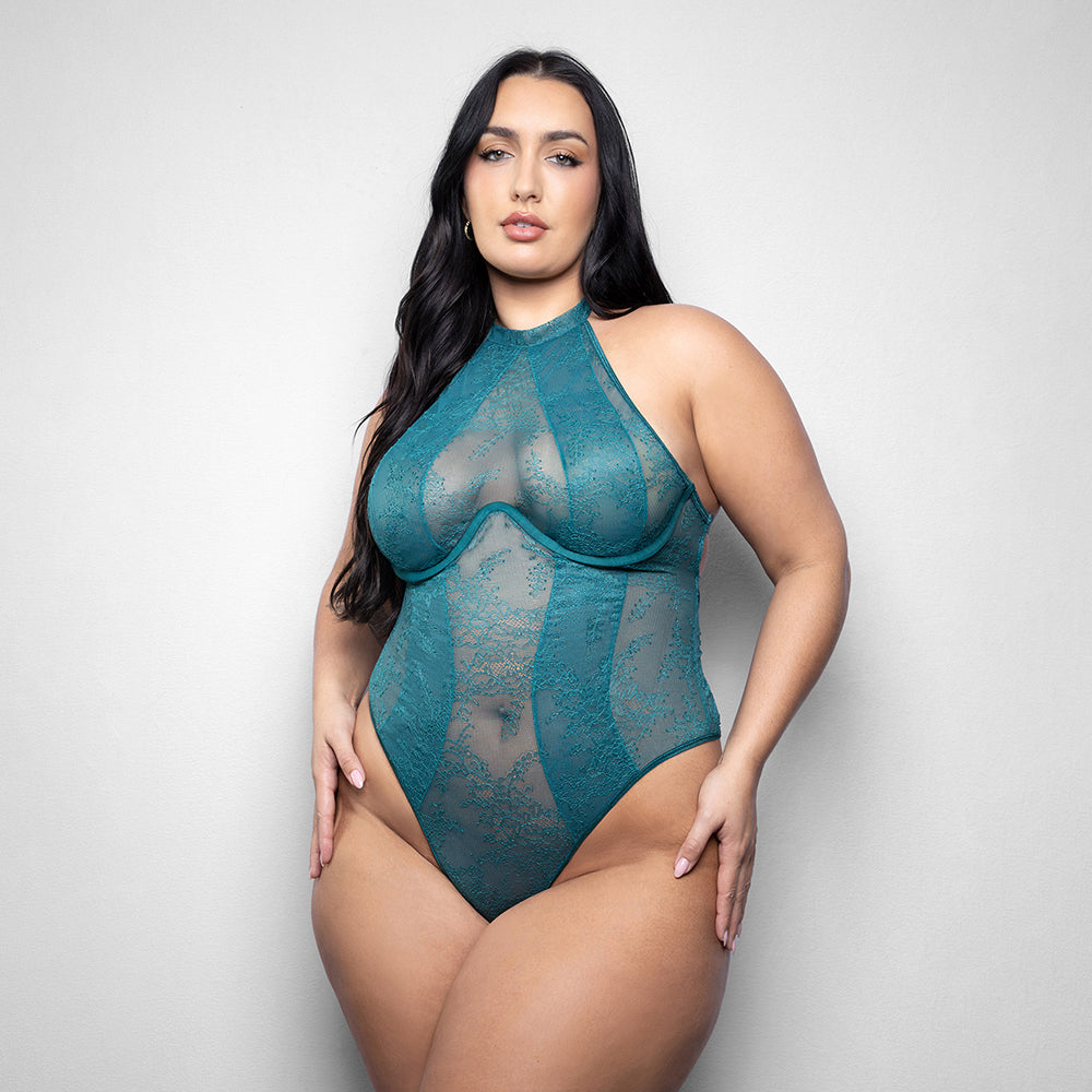 Fantasy Lingerie Elusive Kasmira Monowire Teddy with High Halter Neckline 3XL/4XL
