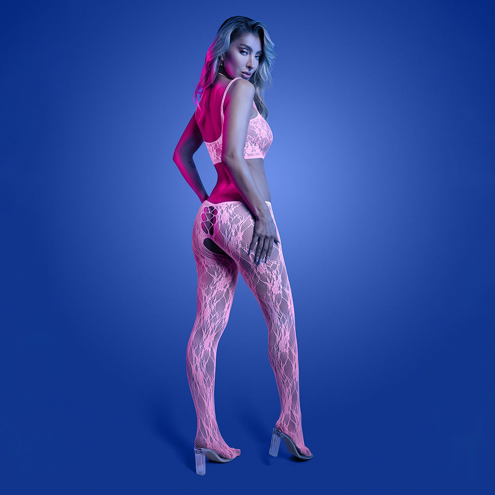 Fantasy Lingerie Glow Equilibrium Glow-in-the-Dark Crotchless Bodystocking O/S