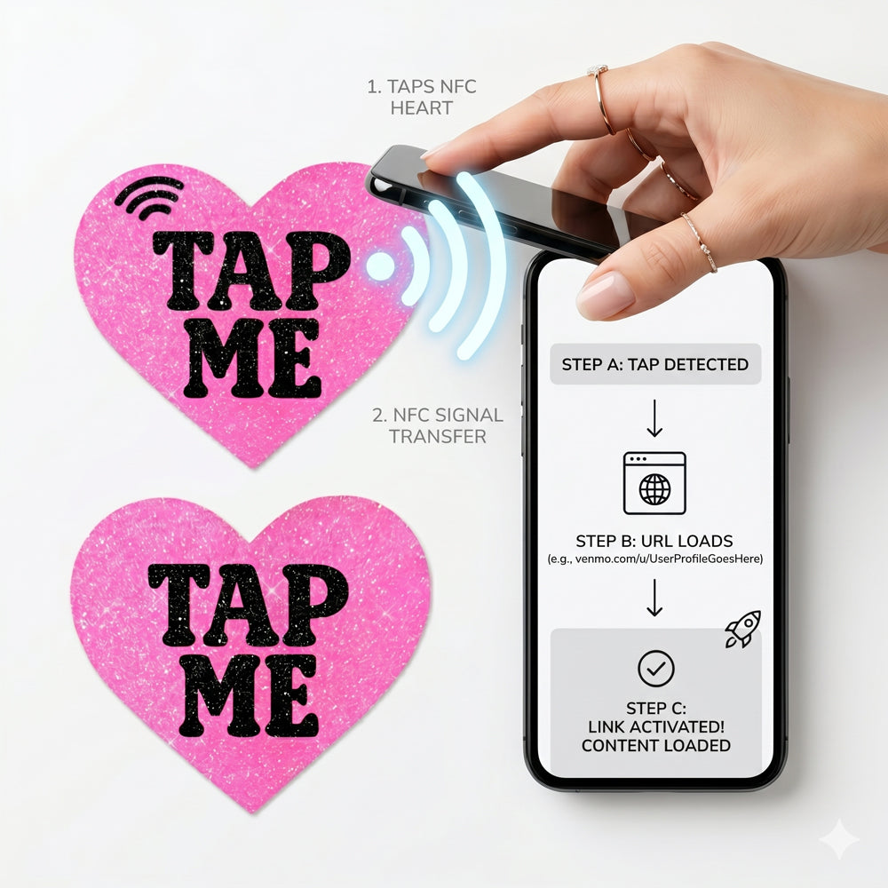 Neva Nude Worth the Tap Hot Pink Heart Smart NFC Pasties
