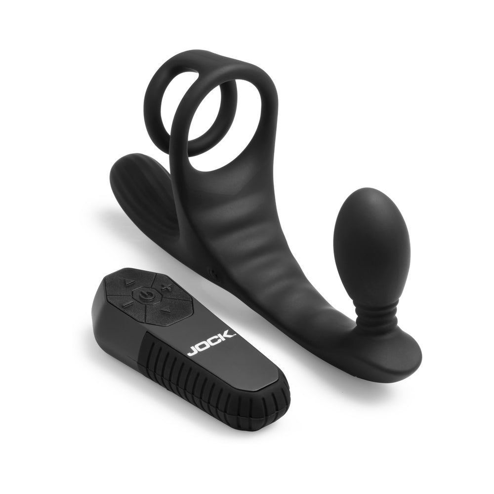 JOCK Enhancers Triple Rush Vibrating C-Ring&Anal Plug w/ Remote