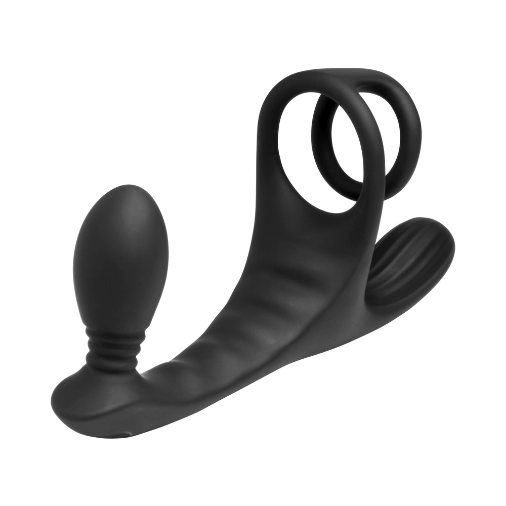 JOCK Enhancers Triple Rush Vibrating C-Ring&Anal Plug w/ Remote