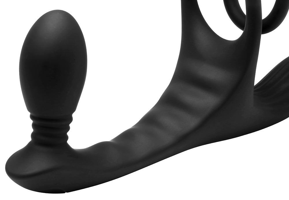 JOCK Enhancers Triple Rush Vibrating C-Ring&Anal Plug w/ Remote
