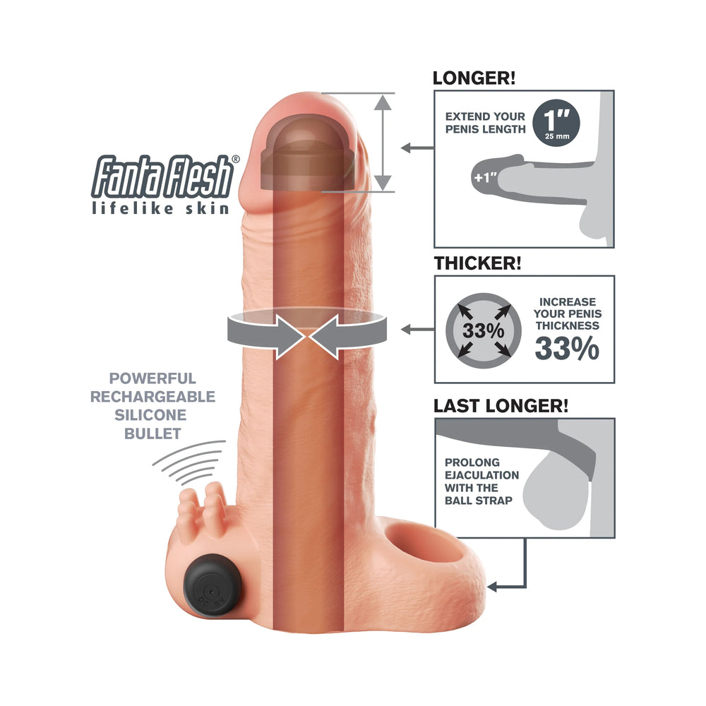 Fantasy X-Tensions Vibrating Real Feel Extension 1in Light