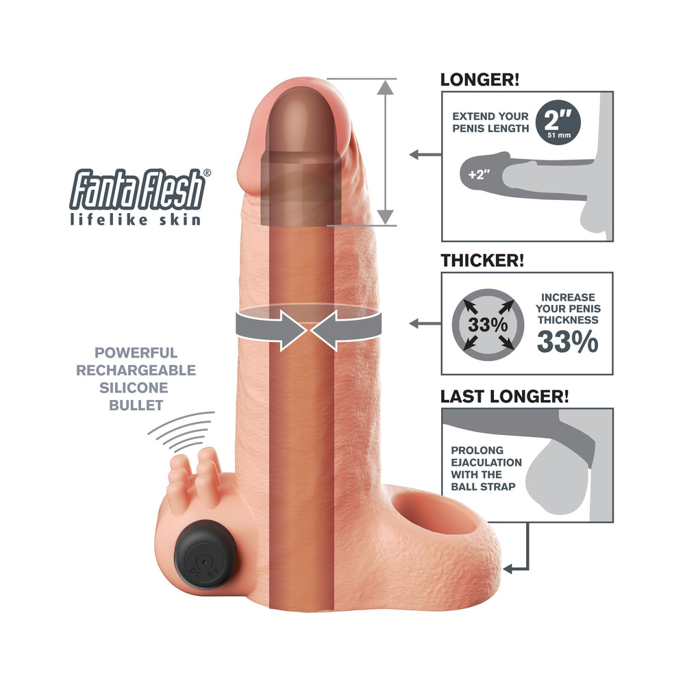 Fantasy X-Tensions Vibrating Real Feel Extension 2 in. Light